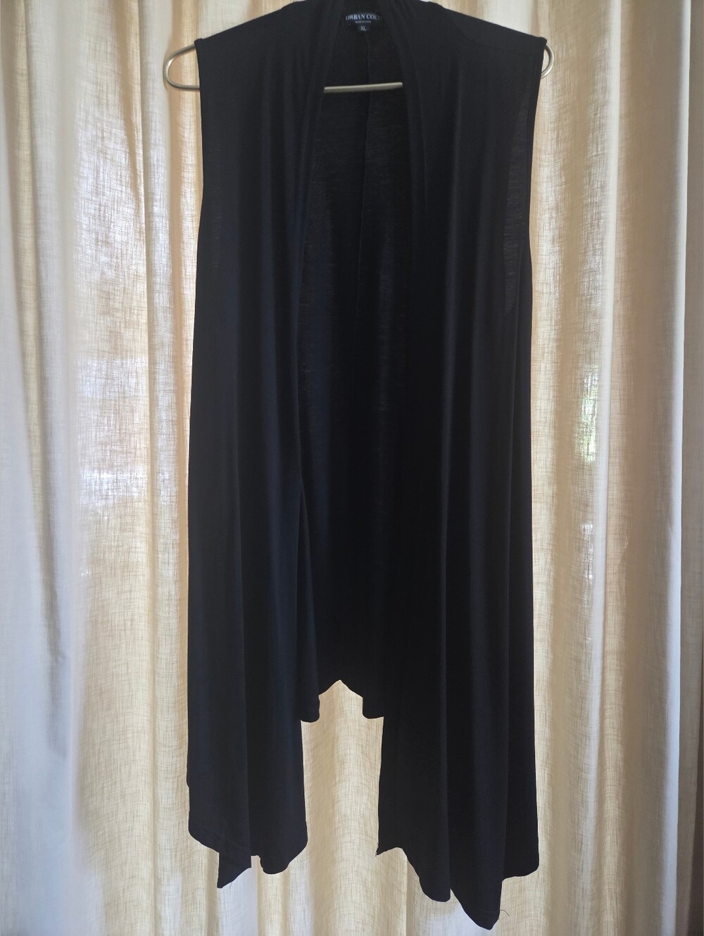 Urban Coco Black Sleeveless Open Front w/Asymmetrical Hem Vest XL